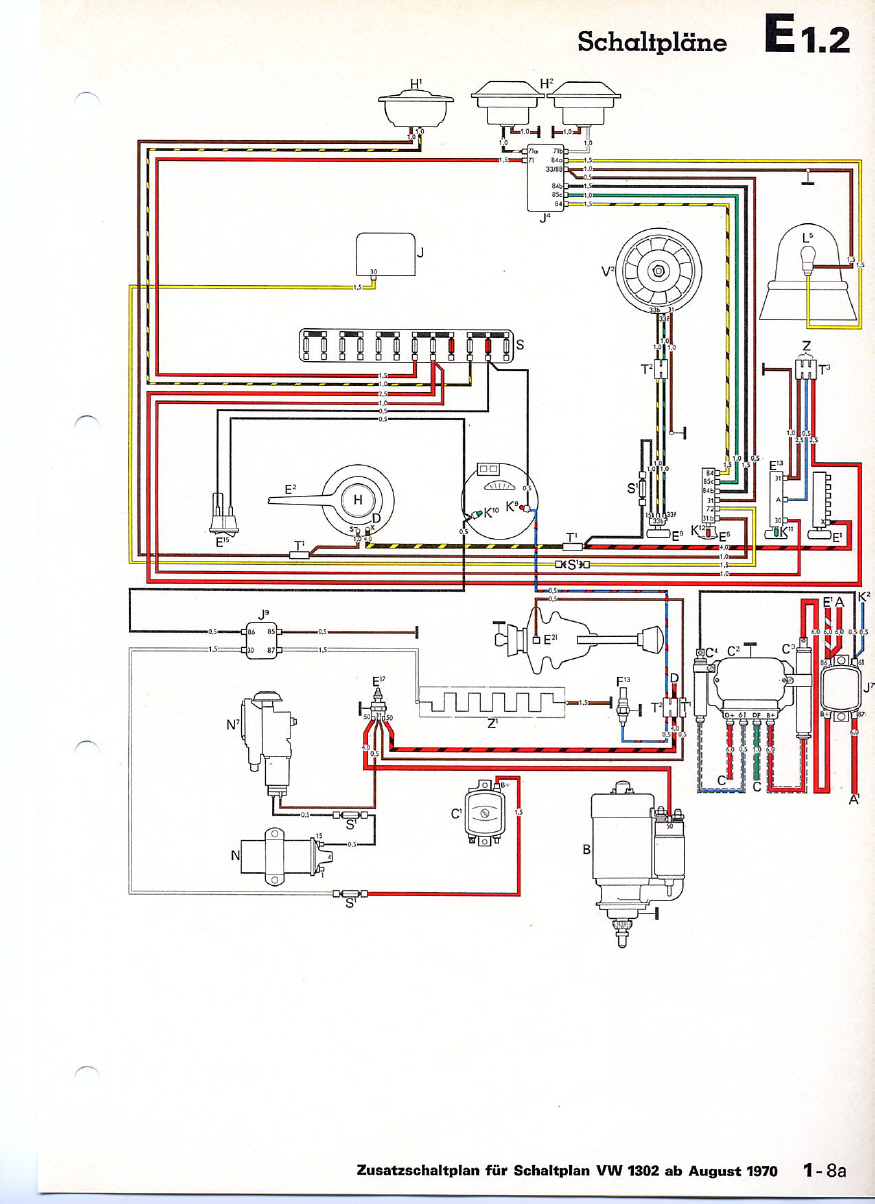 Käfer-Schaltpläne 1970 vw ignition wiring diagram 